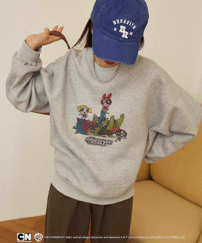 【THE POWERPUFF GIRLS】飛天小女警正面印花圓領衛衣