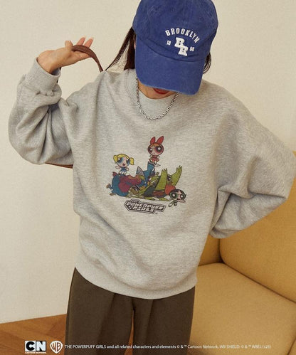 【THE POWERPUFF GIRLS】飛天小女警正面印花圓領衛衣