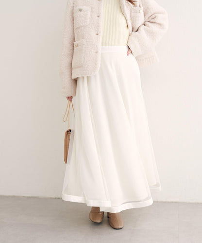 緞面包邊網紗半身裙