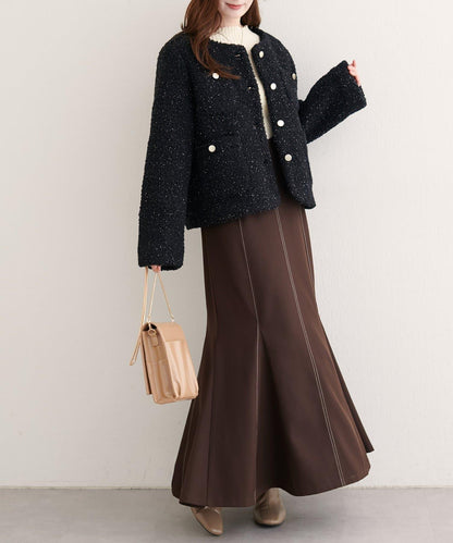 亮片羊羔絨無領夾克