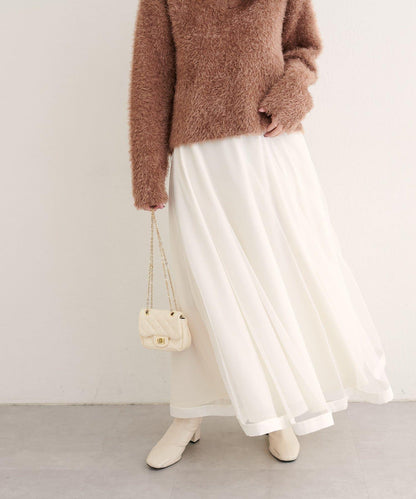 緞面包邊網紗半身裙