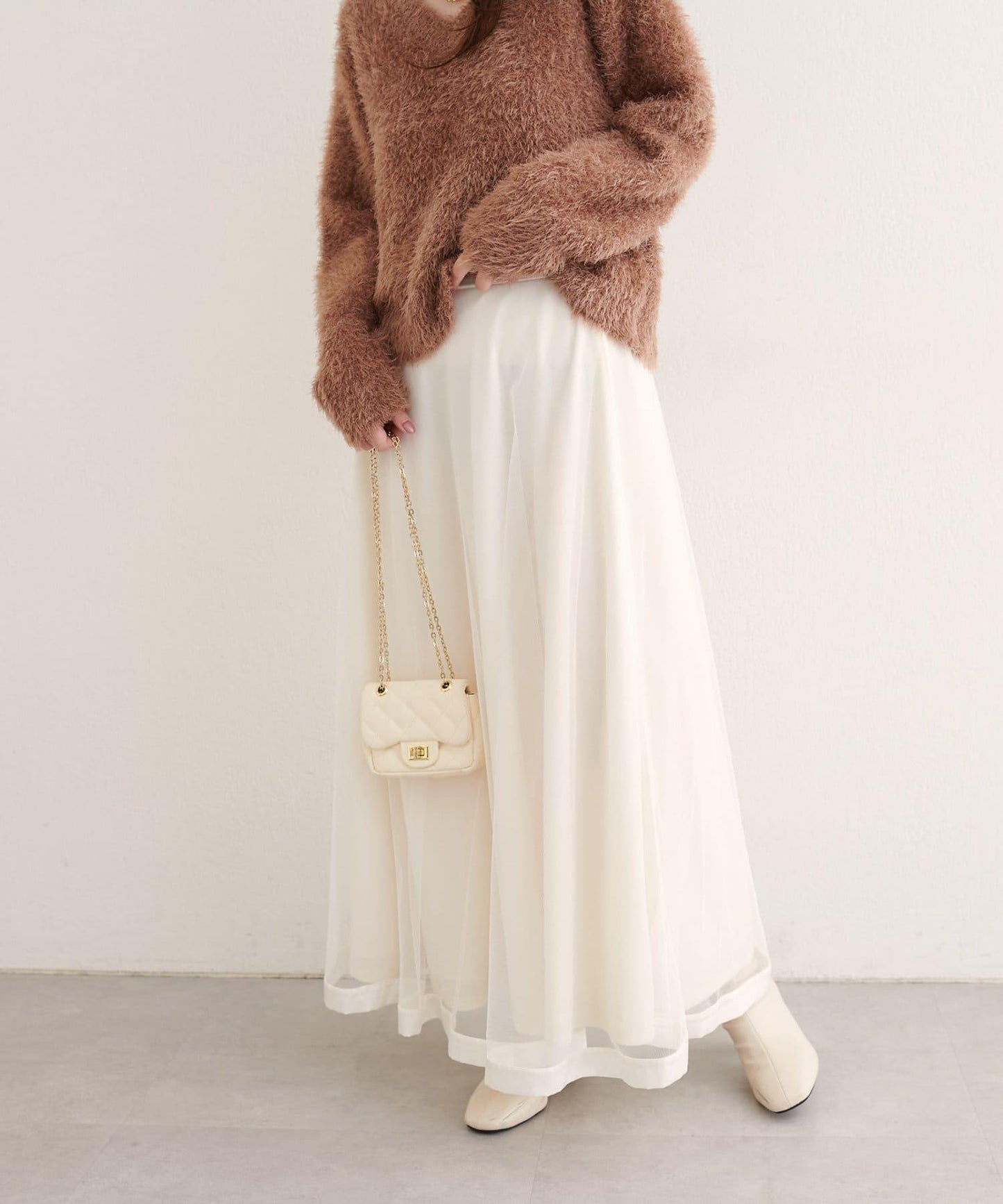 緞面包邊網紗半身裙