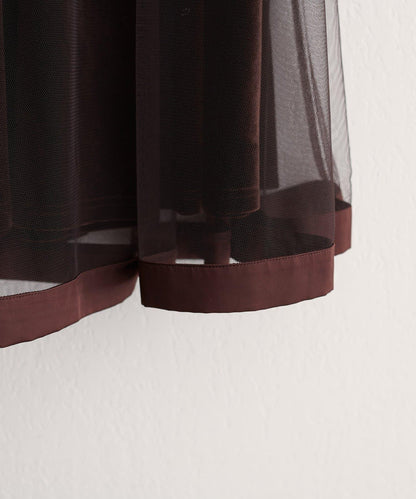 緞面包邊網紗半身裙