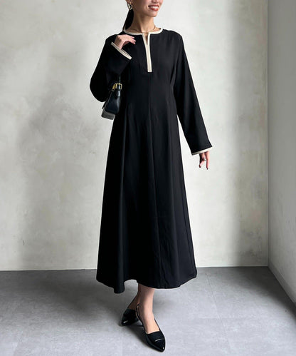 【可用於正式場合】滾邊褶皺連衣裙