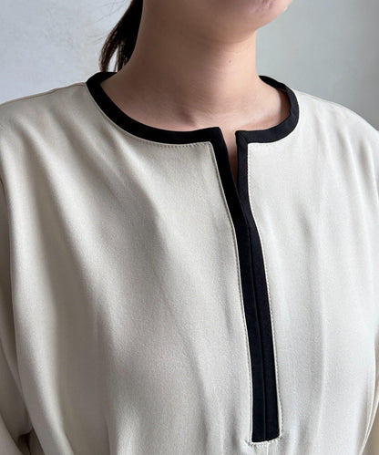 【可用於正式場合】滾邊褶皺連衣裙