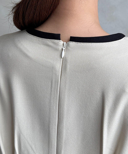 【可用於正式場合】滾邊褶皺連衣裙