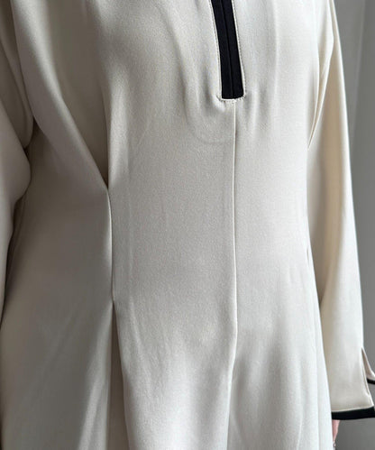 【可用於正式場合】滾邊褶皺連衣裙