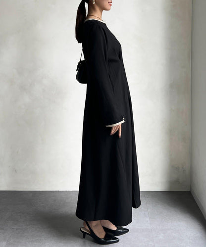 【可用於正式場合】滾邊褶皺連衣裙