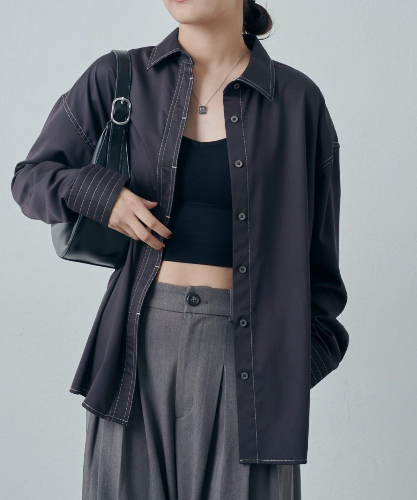 竹纖維人造絲拼接襯衫