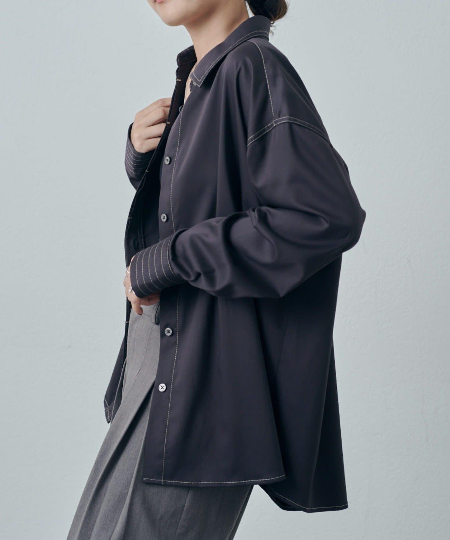 竹纖維人造絲拼接襯衫