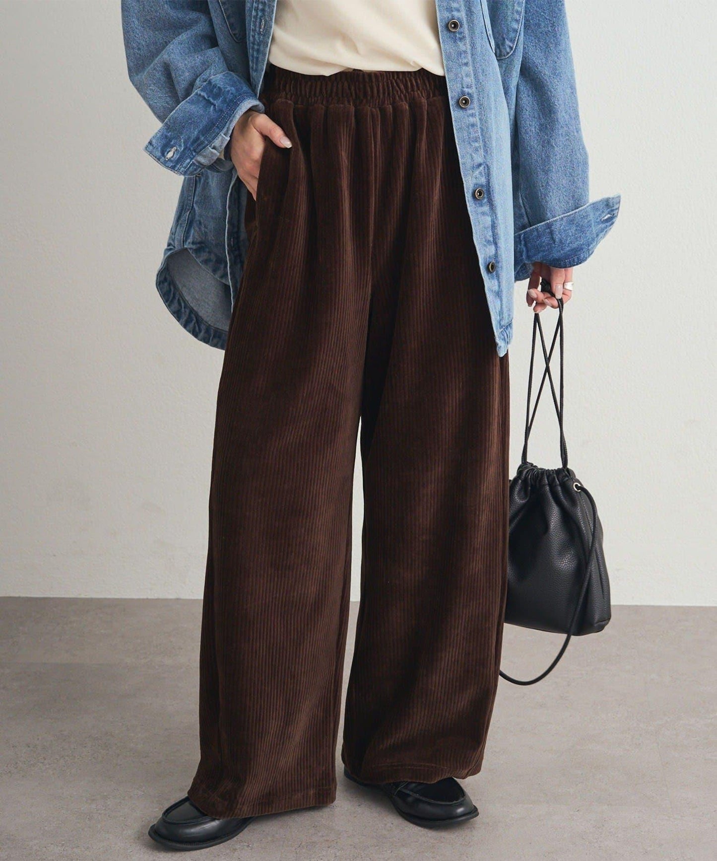 彈力燈芯絨休閒褲