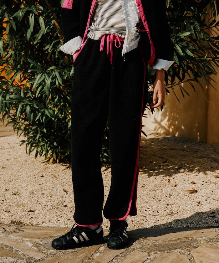 側拉鍊抓絨長褲