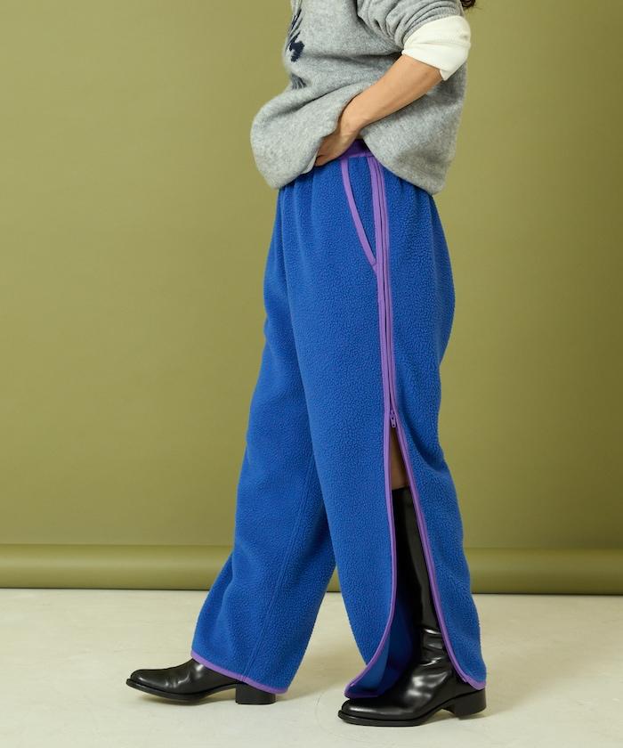 側拉鍊抓絨長褲