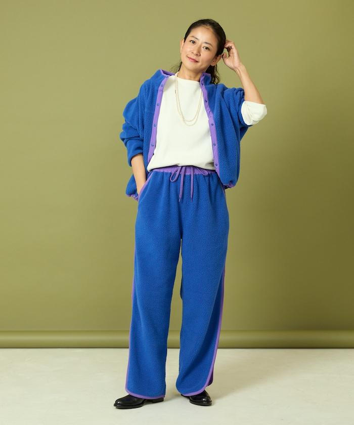 側拉鍊抓絨長褲