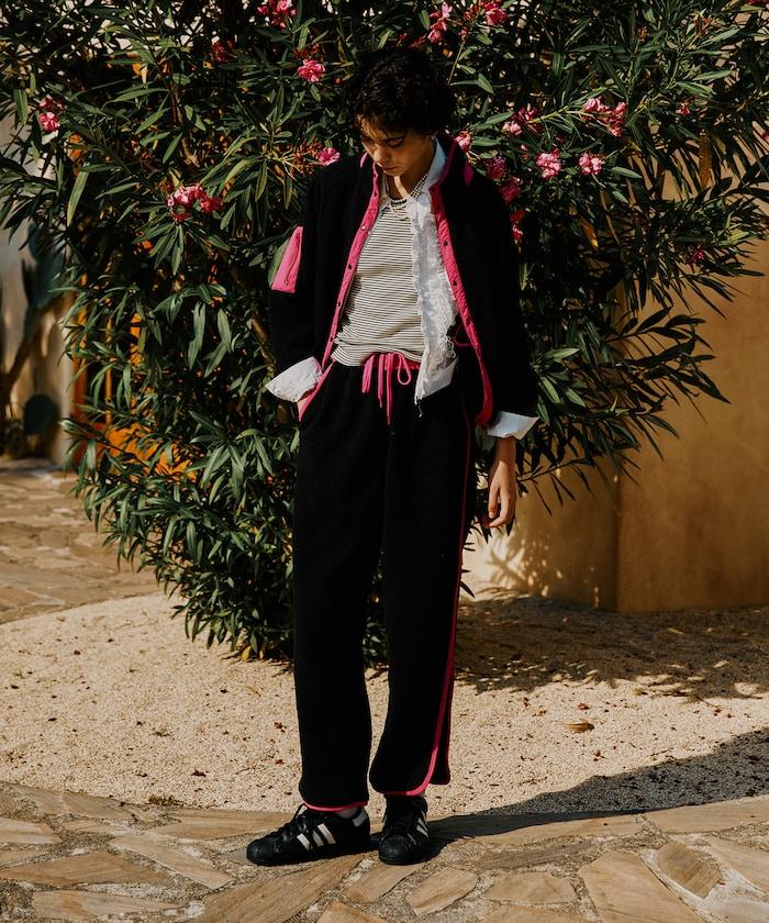 側拉鍊抓絨長褲