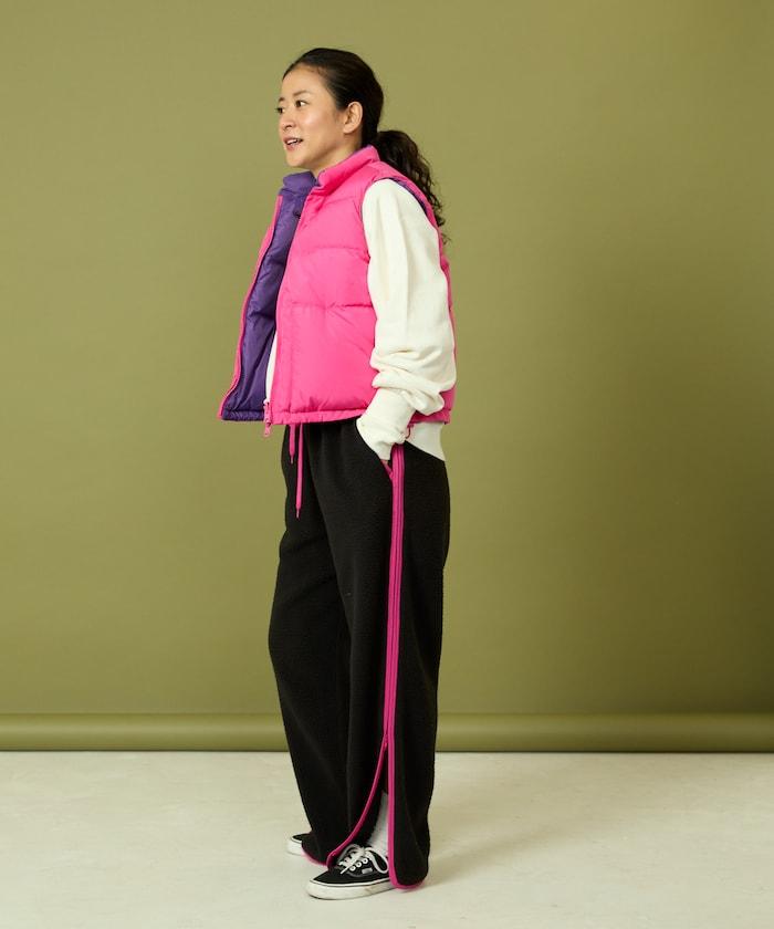 側拉鍊抓絨長褲