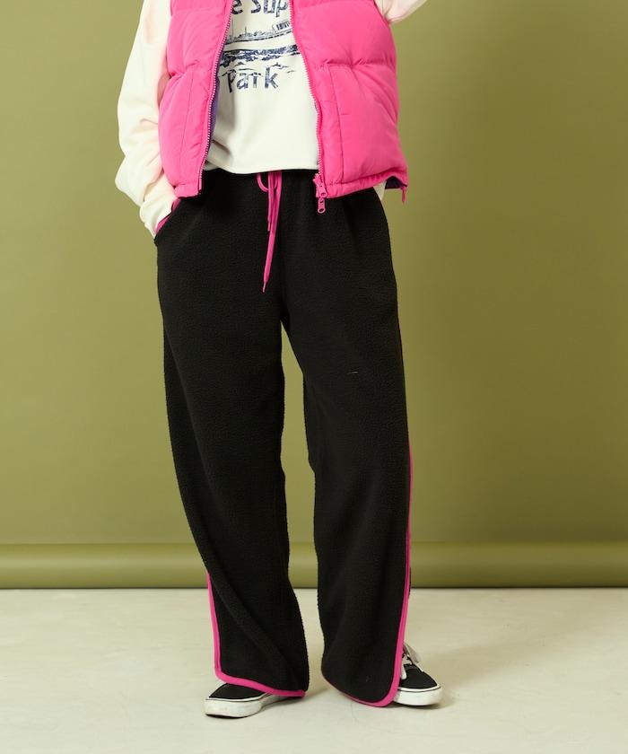 側拉鍊抓絨長褲