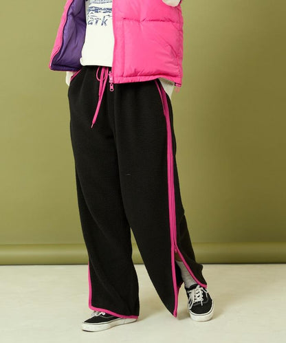 側拉鍊抓絨長褲