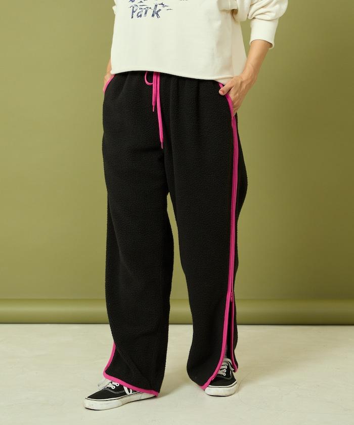 側拉鍊抓絨長褲