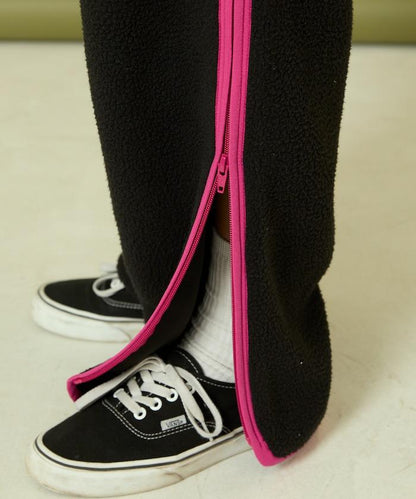 側拉鍊抓絨長褲