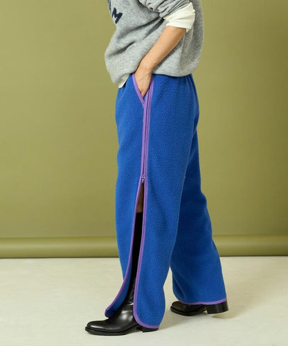 側拉鍊抓絨長褲