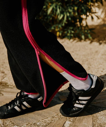 側拉鍊抓絨長褲