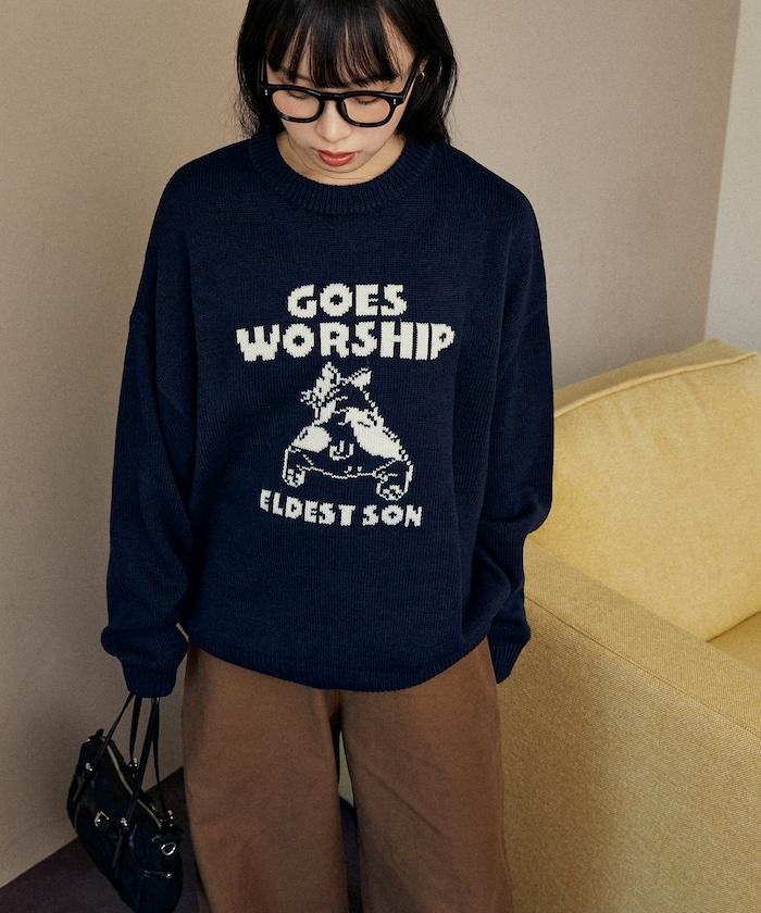 法鬥犬圖案針織衫