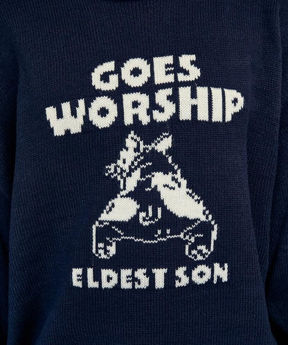 法鬥犬圖案針織衫