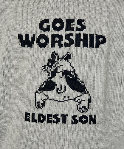 法鬥犬圖案針織衫