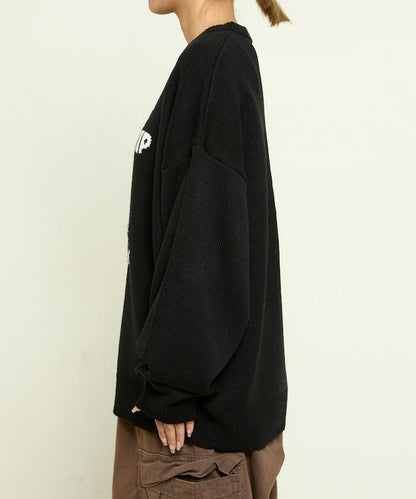 法鬥犬圖案針織衫