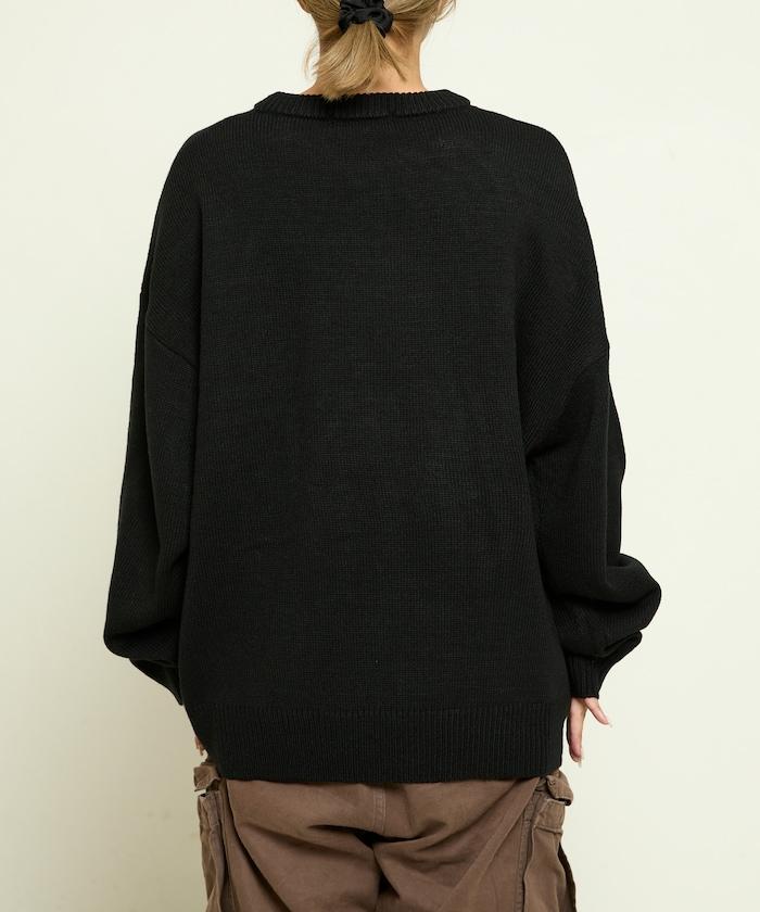 法鬥犬圖案針織衫