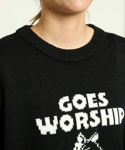 法鬥犬圖案針織衫