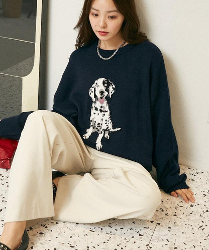 達爾馬提亞犬圖案高密度針織衫