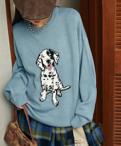 達爾馬提亞犬圖案高密度針織衫
