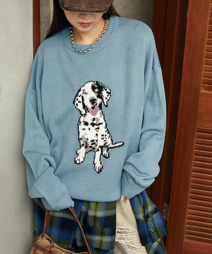 達爾馬提亞犬圖案高密度針織衫
