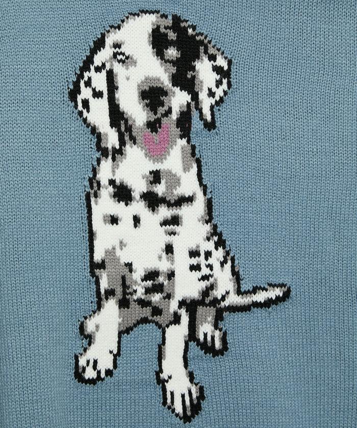 達爾馬提亞犬圖案高密度針織衫