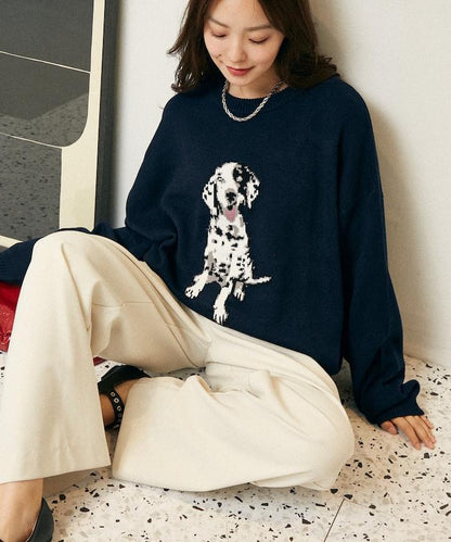 達爾馬提亞犬圖案高密度針織衫