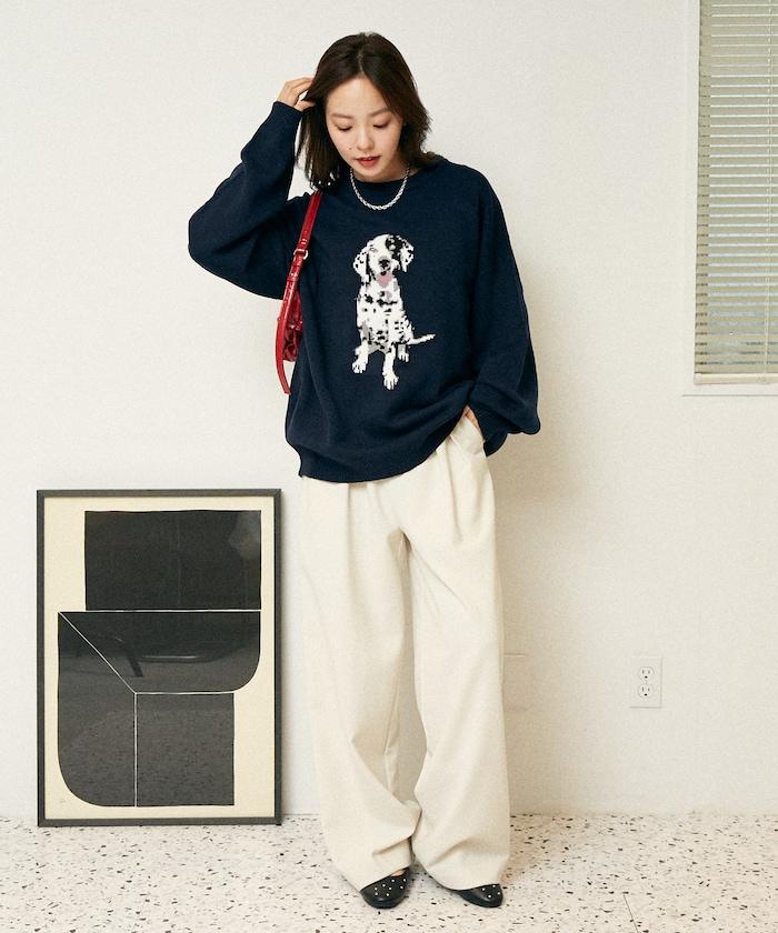 達爾馬提亞犬圖案高密度針織衫