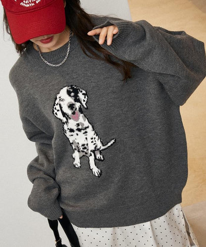達爾馬提亞犬圖案高密度針織衫