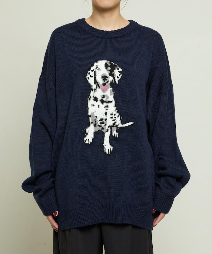 達爾馬提亞犬圖案高密度針織衫