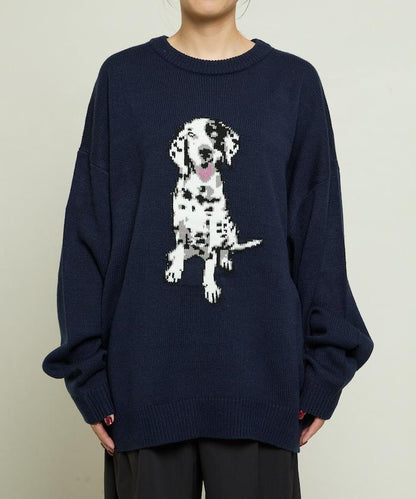 達爾馬提亞犬圖案高密度針織衫