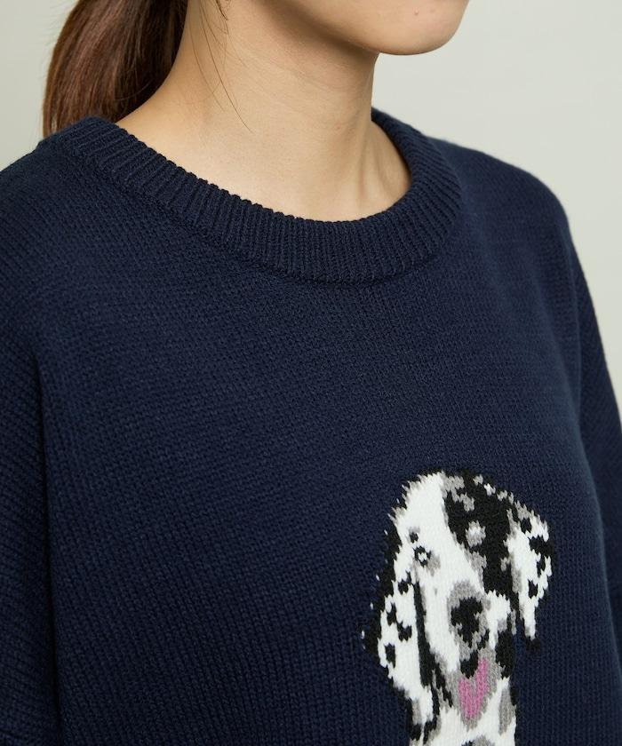 達爾馬提亞犬圖案高密度針織衫