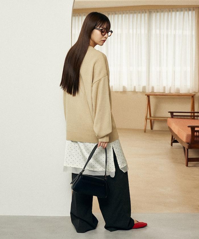 長絨絨刺繡兔子圖案針織衫