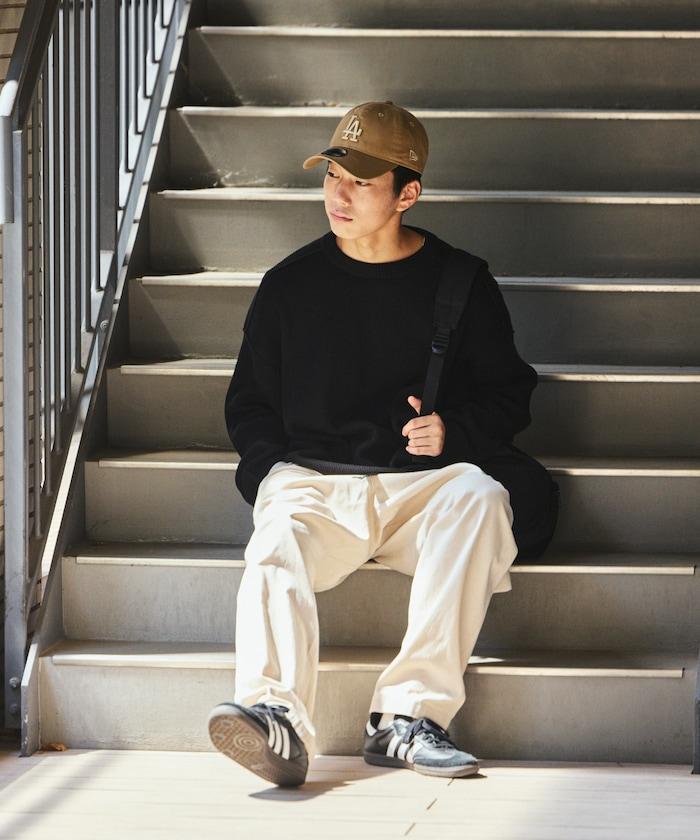 寬鬆版型 單面羅紋拼接 圓領針織衫