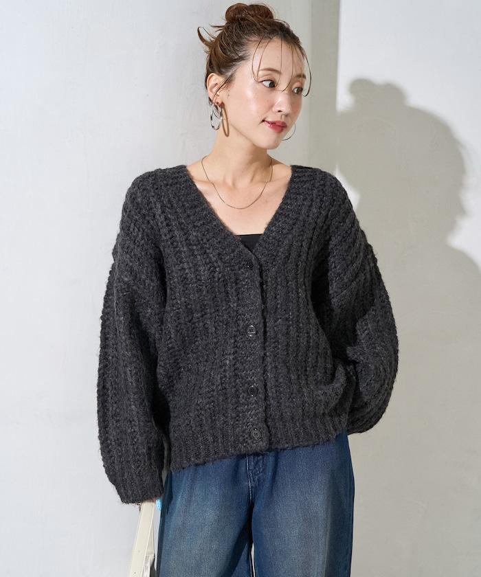 手工編織風寬鬆柔軟針織開衫