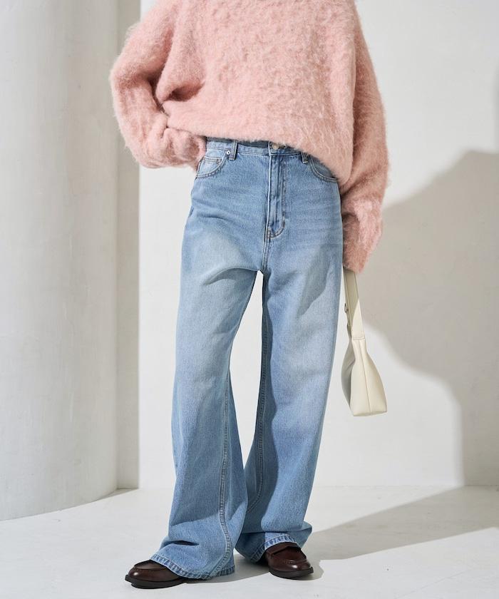 直筒寬鬆牛仔褲