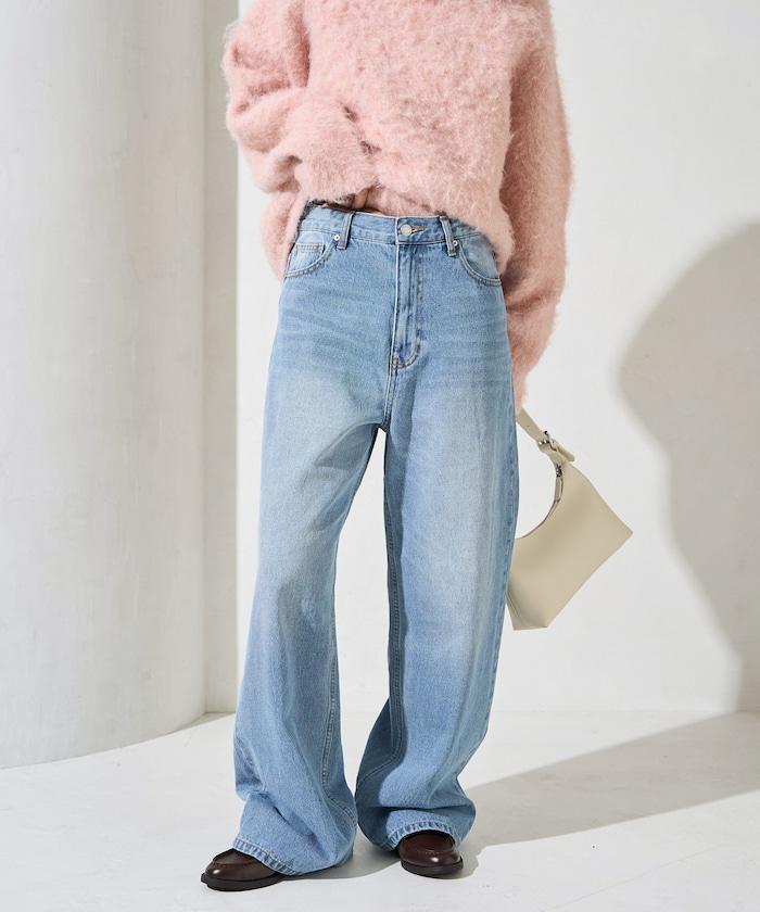 直筒寬鬆牛仔褲