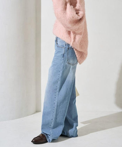 直筒寬鬆牛仔褲