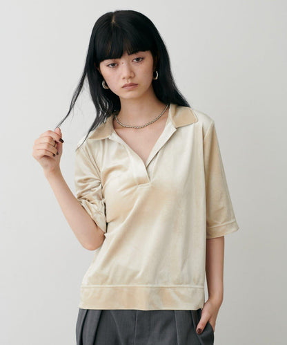 天鵝絨翻領套頭衫