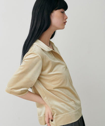 天鵝絨翻領套頭衫